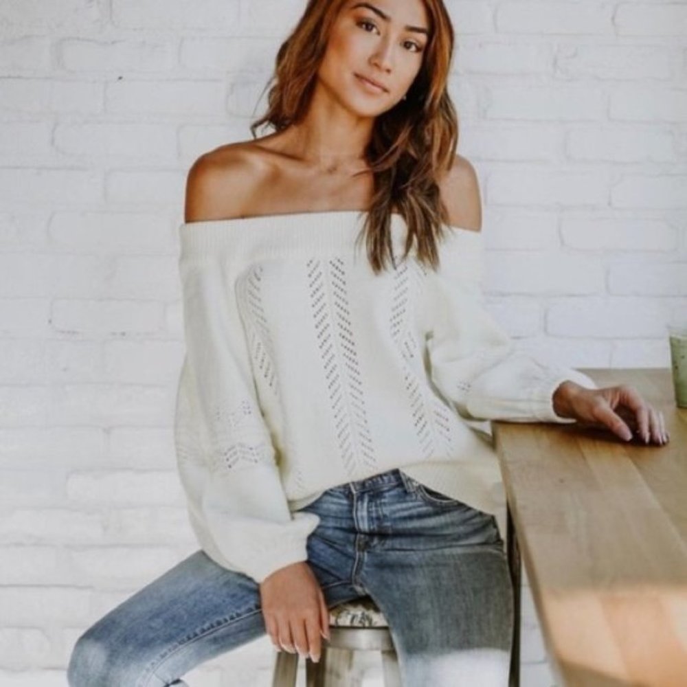 MinkPink Always Off the Shoulder Sweater Cranberry